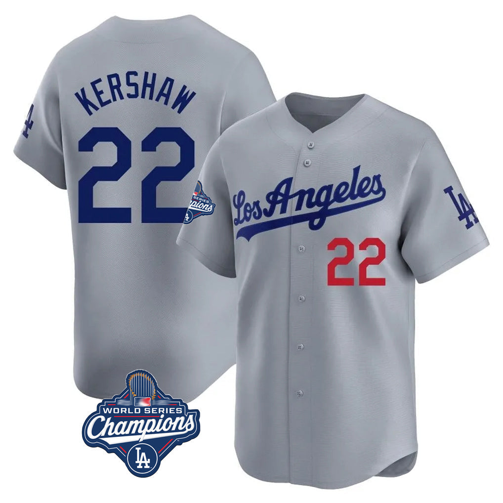 Jamed LA.Dodgers #22 Clayton Kershaw Player Gray World Series Meet Limited Home Stitched Jerseys