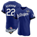 Jamed LA.Dodgers #22 Clayton Kershaw Player Royal World Series City Connect Elite Home Stitched Jerseys