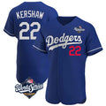 Jamed LA.Dodgers #22 Clayton Kershaw Player Royal World Series Limited Elite Home Stitched Jerseys