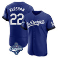 Jamed LA.Dodgers #22 Clayton Kershaw Player Royal World Series Meet City Connect Elite Home Stitched Jerseys