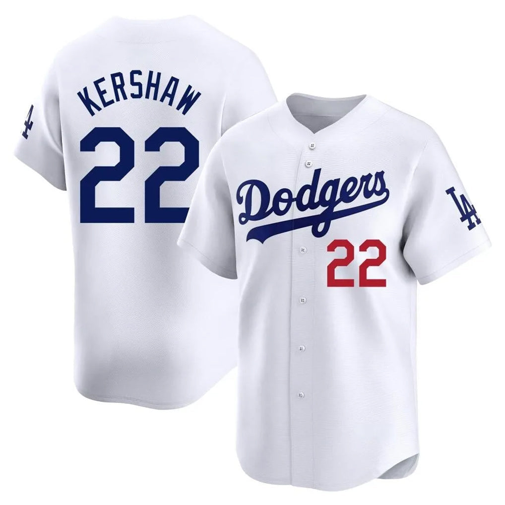 Jamed LA.Dodgers #22 Clayton Kershaw Player White Limited Home Stitched Jerseys