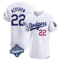 Jamed LA.Dodgers #22 Clayton Kershaw Player White World Series Meet Limited Elite Stitched Jerseys
