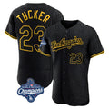 Jamed LA.Dodgers #23 Kyle Tucker Player Black World Series Meet Snake Skin City Limited Elite Home Stitched Jerseys