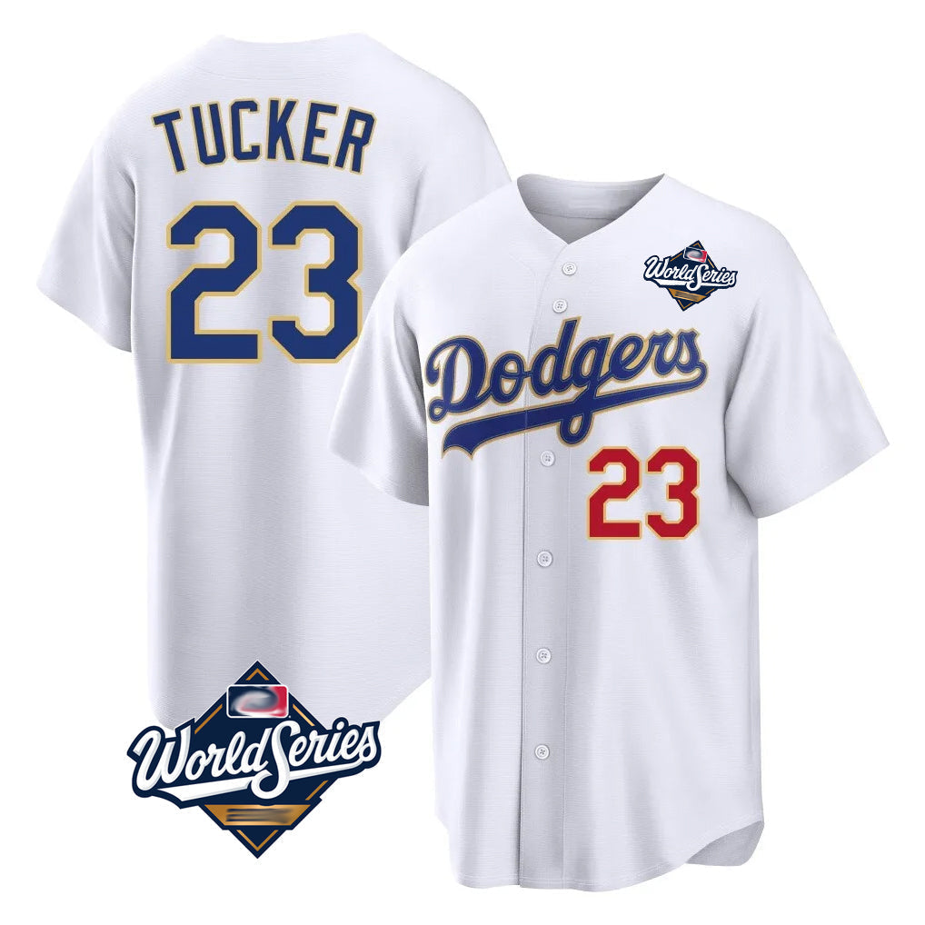 Jamed LA.Dodgers #23 Kyle Tucker Player Gold White World Series 2026 Collection Stadium Limited Stitched Jerseys