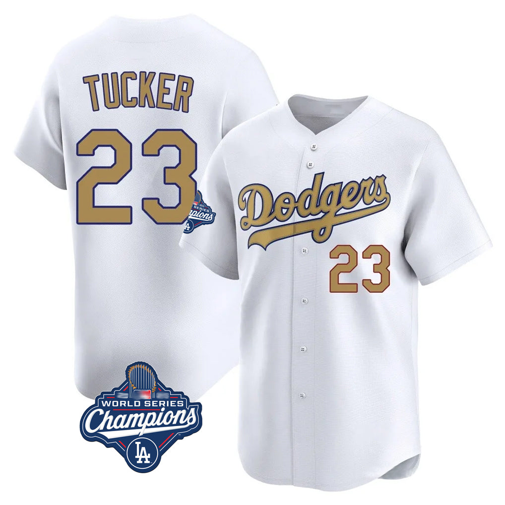 Jamed LA.Dodgers #23 Kyle Tucker Player Gold World Series Meet Collection Limited Home Stitched Jerseys
