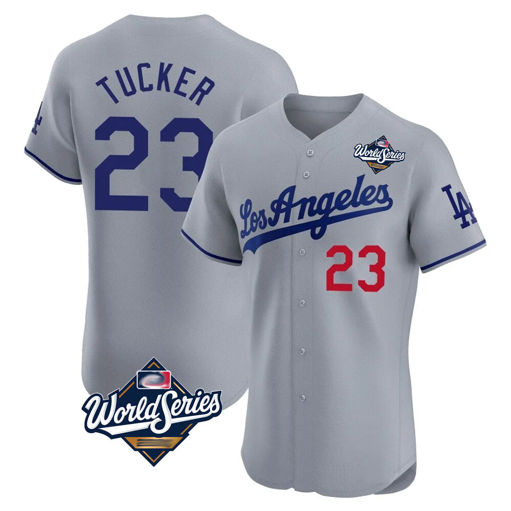 Jamed LA.Dodgers #23 Kyle Tucker Player Gray World Series Limited Elite Home Stitched Jerseys