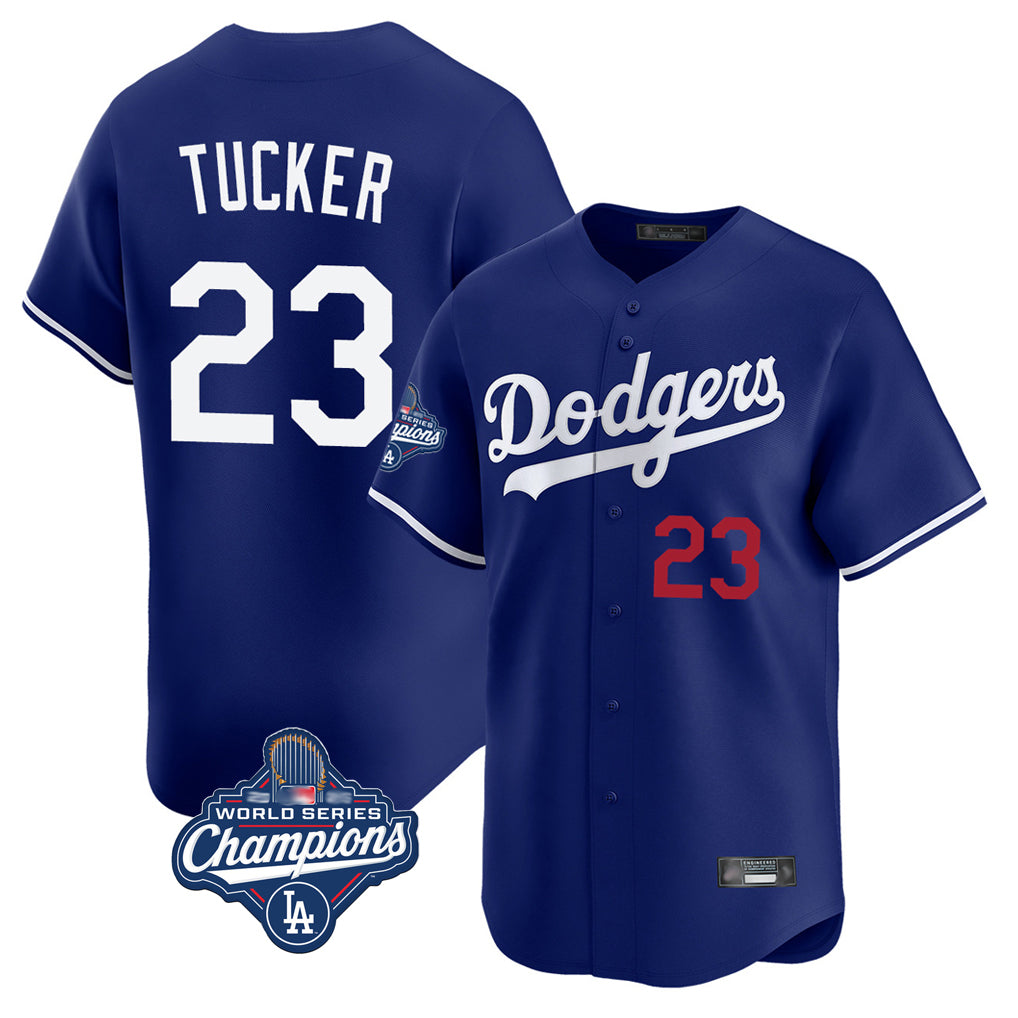 Jamed LA.Dodgers #23 Kyle Tucker Player Royal World Series Meet Limited Home Stitched Jerseys