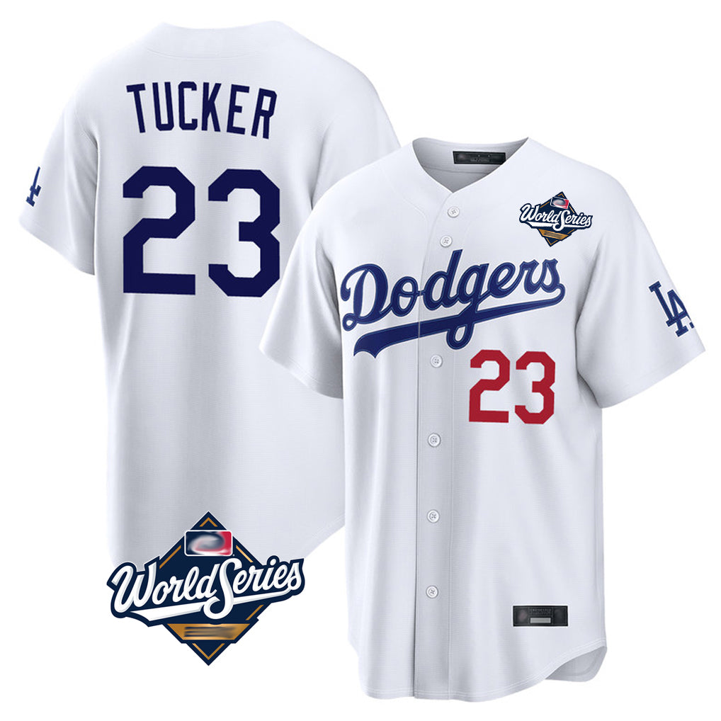 Jamed LA.Dodgers #23 Kyle Tucker Player White World Series Home Game Stitched Jerseys