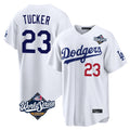 Jamed LA.Dodgers #23 Kyle Tucker Player White World Series Home Game Stitched Jerseys