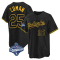 Jamed LA.Dodgers #25 Tommy Edman Player Black World Series Meet Snake Skin City Game Home Stitched Jerseys