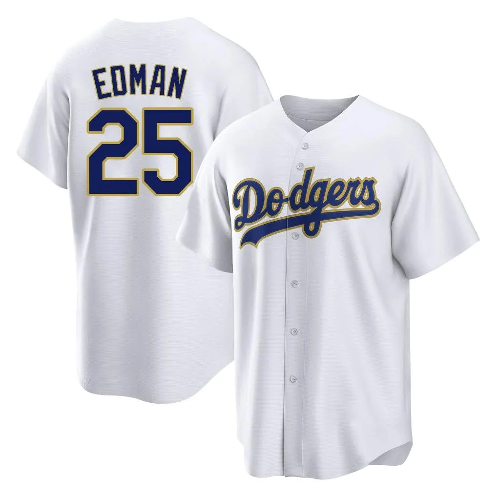 Jamed LA.Dodgers #25 Tommy Edman Player Gold White 2026 Collection Stadium Game Stitched Jerseys