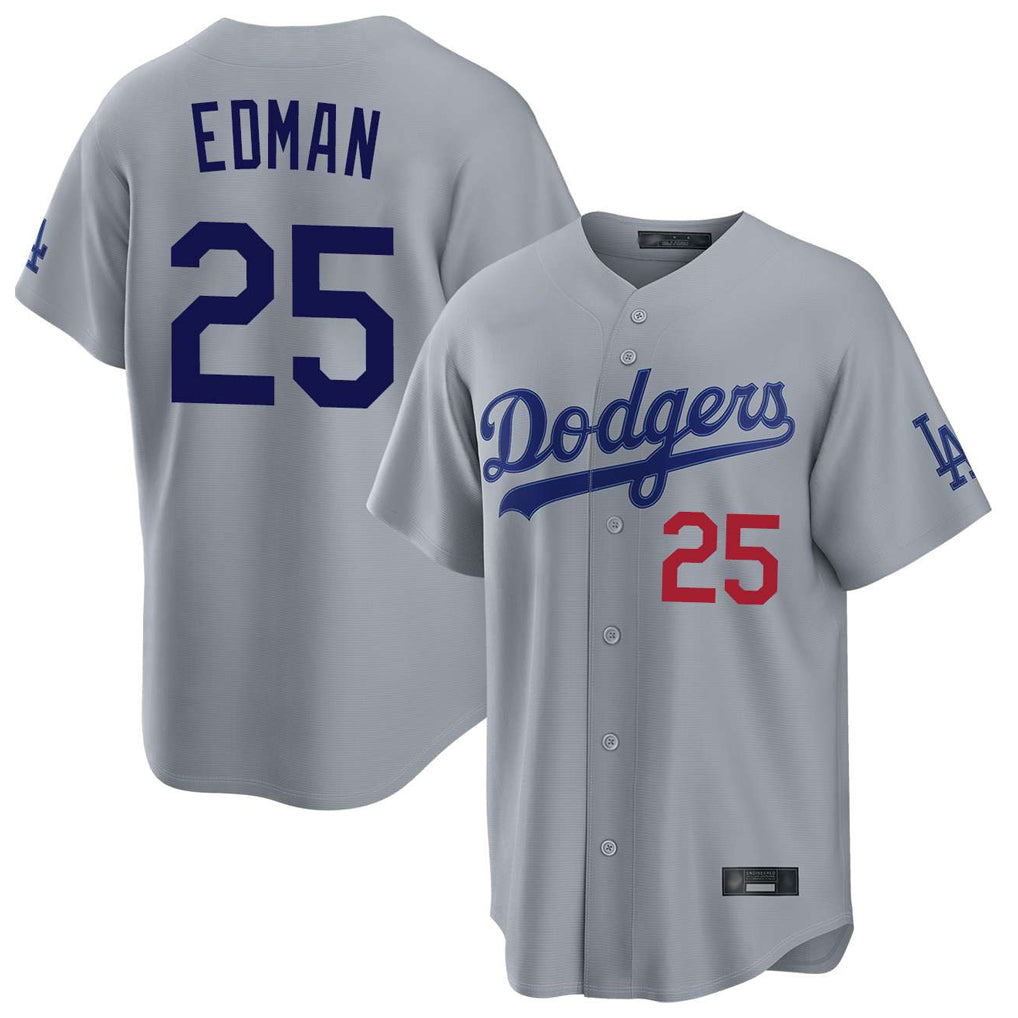 Jamed LA.Dodgers #25 Tommy Edman Player Gray Game Home Stitched Jerseys