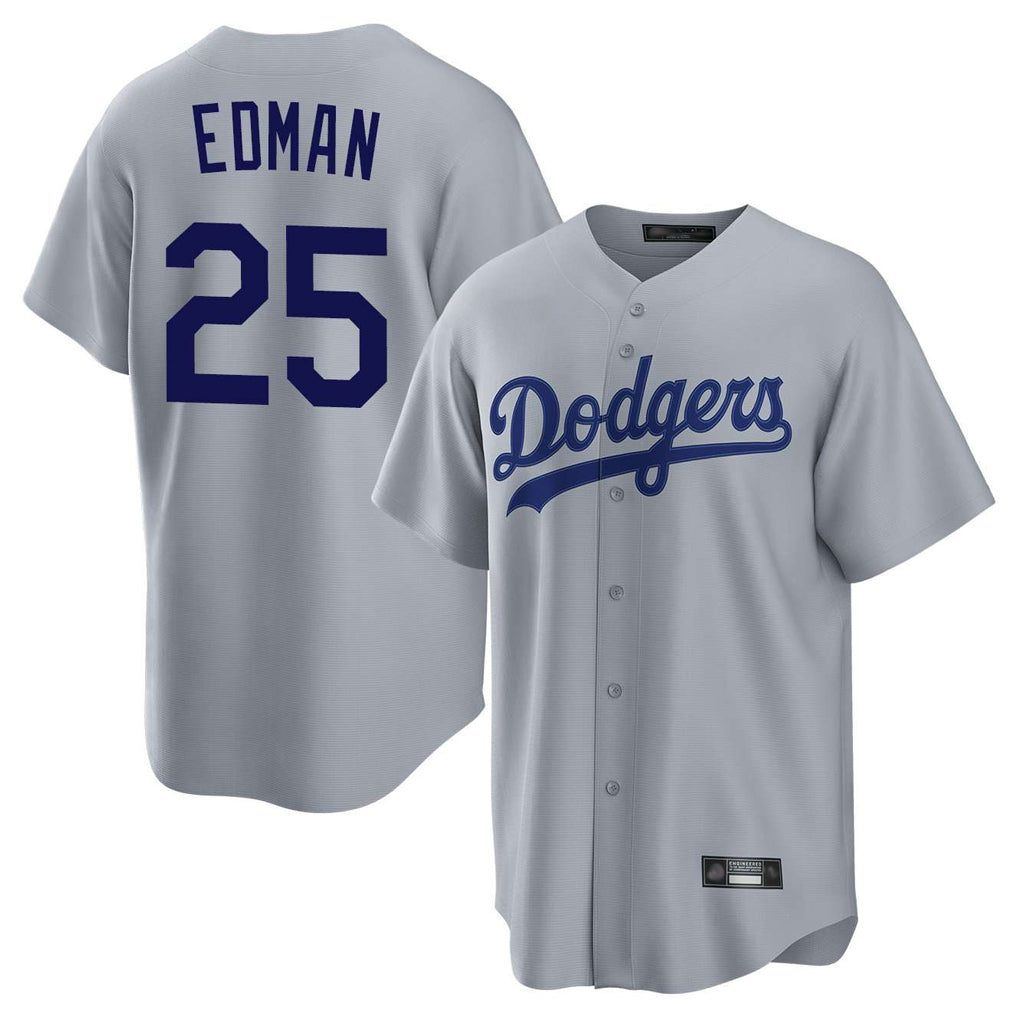 Jamed LA.Dodgers #25 Tommy Edman Player Gray Game Stitched Jerseys