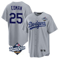 Jamed LA.Dodgers #25 Tommy Edman Player Gray World Series Game Stitched Jerseys