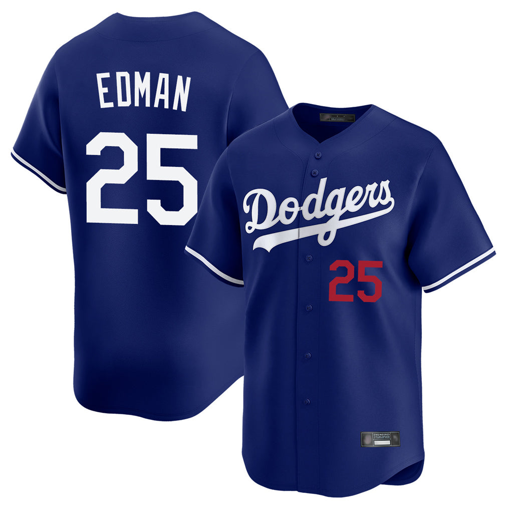 Jamed LA.Dodgers #25 Tommy Edman Player Royal Limited Home Stitched Jerseys