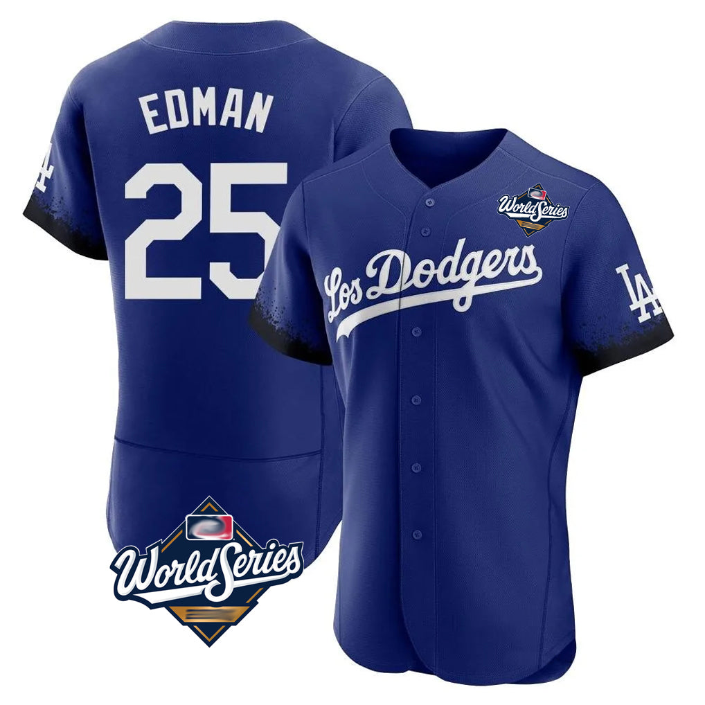 Jamed LA.Dodgers #25 Tommy Edman Player Royal World Series City Connect Elite Home Stitched Jerseys