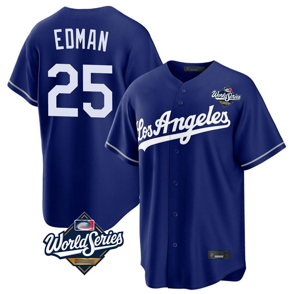 Jamed LA.Dodgers #25 Tommy Edman Player Royal World Series Game Stitched Jerseys