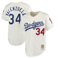 Jamed LA.Dodgers #34 Fernando Valenzuela Player Cream Throwback Vapor Limited Stitched Jerseys