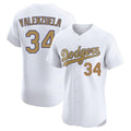 Jamed LA.Dodgers #34 Fernando Valenzuela Player Gold Limited Elite Home Stitched Jerseys