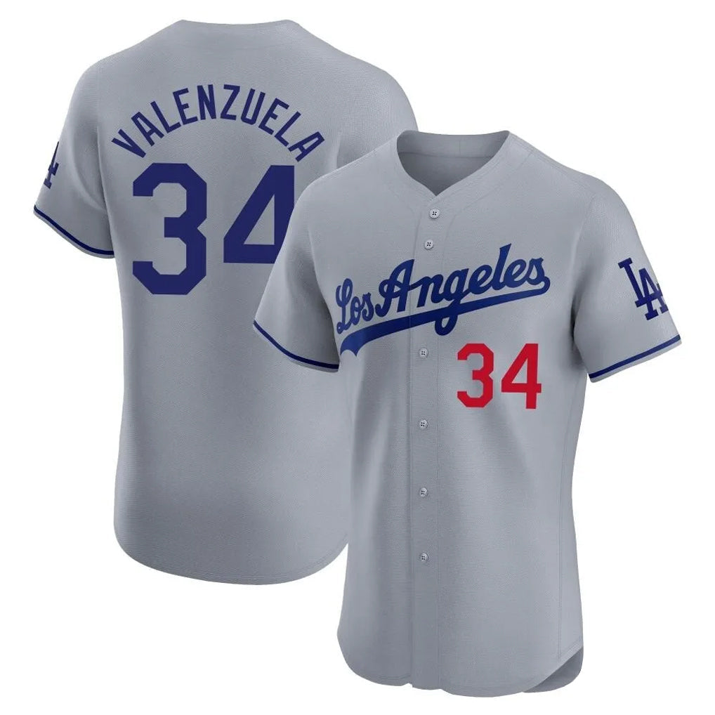 Jamed LA.Dodgers #34 Fernando Valenzuela Player Gray Limited Elite Home Stitched Jerseys