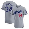 Jamed LA.Dodgers #34 Fernando Valenzuela Player Gray Limited Elite Home Stitched Jerseys