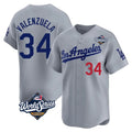 Jamed LA.Dodgers #34 Fernando Valenzuela Player Gray World Series Limited Home Stitched Jerseys