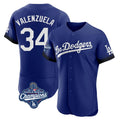 Jamed LA.Dodgers #34 Fernando Valenzuela Player Royal World Series Meet City Connect Elite Home Stitched Jerseys