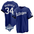 Jamed LA.Dodgers #34 Fernando Valenzuela Player Royal World Series Meet City Connect Home Game Stitched Jerseys