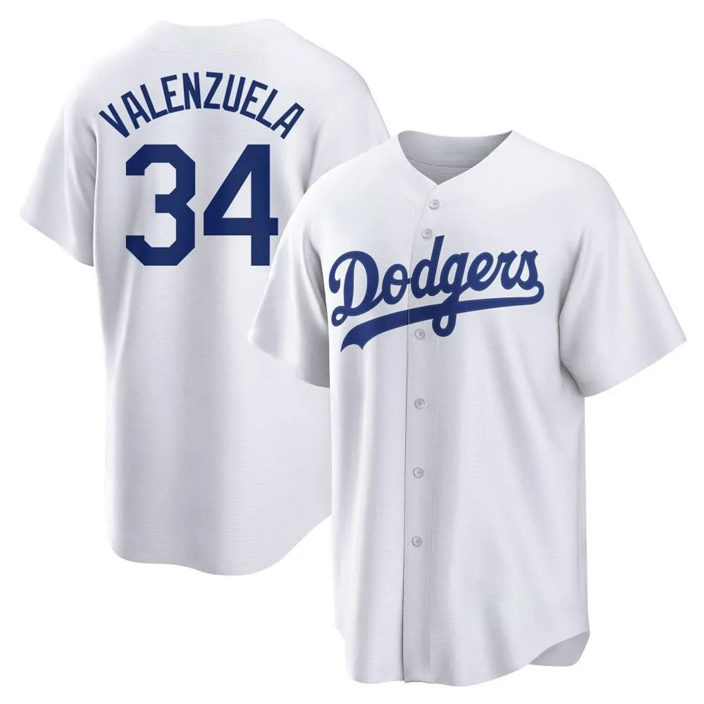 Jamed LA.Dodgers #34 Fernando Valenzuela Player White Game Home Stitched Jerseys