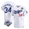 Jamed LA.Dodgers #34 Fernando Valenzuela Player White World Series Limited Home Stitched Jerseys