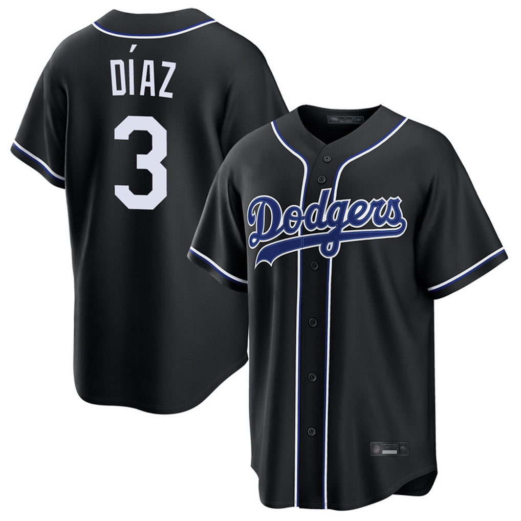 Jamed LA.Dodgers #3 Edwin D¡§aaz Player Black Carbon Limited Home Stitched Jerseys