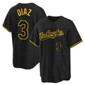 Jamed LA.Dodgers #3 Edwin D¡§aaz Player Black Gold Limited Home Stitched Jerseys