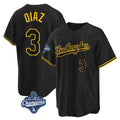 Jamed LA.Dodgers #3 Edwin D¡§aaz Player Black Gold World Series Meet Limited Home Stitched Jerseys