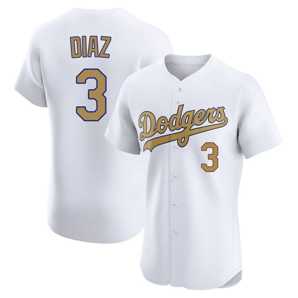 Jamed LA.Dodgers #3 Edwin D¡§aaz Player Gold Limited Elite Home Stitched Jerseys