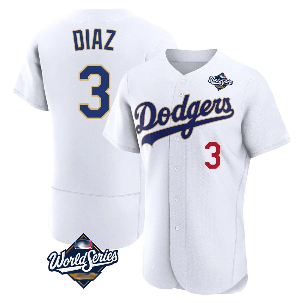 Jamed LA.Dodgers #3 Edwin D¡§aaz Player Gold White World Series 2026 Collection Stadium Limited Elite Stitched Jerseys