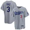 Jamed LA.Dodgers #3 Edwin D¡§aaz Player Gray Game Home Stitched Jerseys