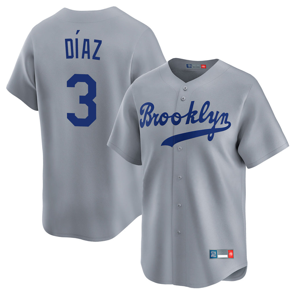 Jamed LA.Dodgers #3 Edwin D¡§aaz Player Gray Game Limited Home Stitched Jerseys