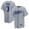 Jamed LA.Dodgers #3 Edwin D¡§aaz Player Gray Game Stitched Jerseys