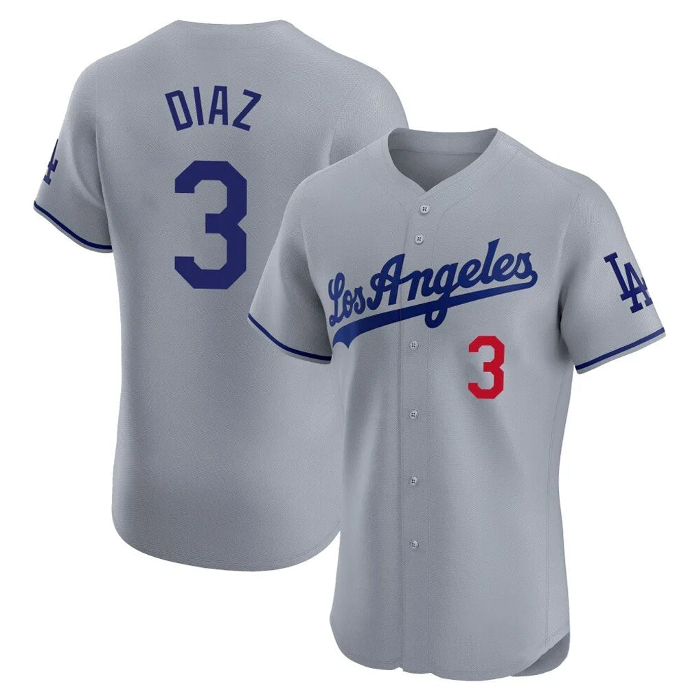 Jamed LA.Dodgers #3 Edwin D¡§aaz Player Gray Limited Elite Home Stitched Jerseys