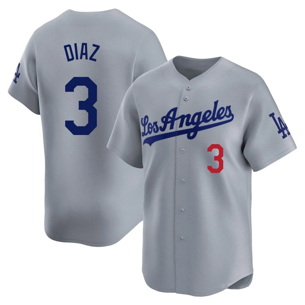 Jamed LA.Dodgers #3 Edwin D¡§aaz Player Gray Limited Home Stitched Jerseys