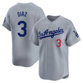 Jamed LA.Dodgers #3 Edwin D¡§aaz Player Gray Limited Home Stitched Jerseys