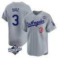 Jamed LA.Dodgers #3 Edwin D¡§aaz Player Gray World Series Limited Home Stitched Jerseys