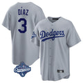 Jamed LA.Dodgers #3 Edwin D¡§aaz Player Gray World Series Meet Game Stitched Jerseys