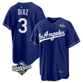 Jamed LA.Dodgers #3 Edwin D¡§aaz Player Royal World Series Game Stitched Jerseys