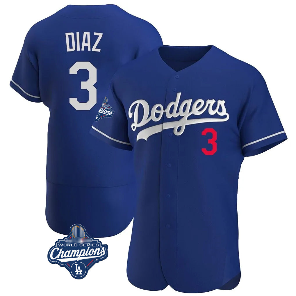 Jamed LA.Dodgers #3 Edwin D¡§aaz Player Royal World Series Meet Limited Elite Home Stitched Jerseys