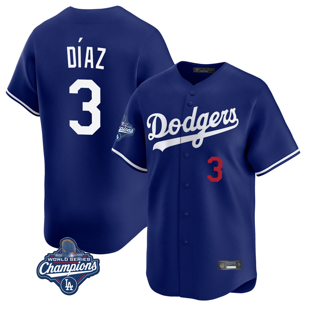 Jamed LA.Dodgers #3 Edwin D¡§aaz Player Royal World Series Meet Limited Home Stitched Jerseys