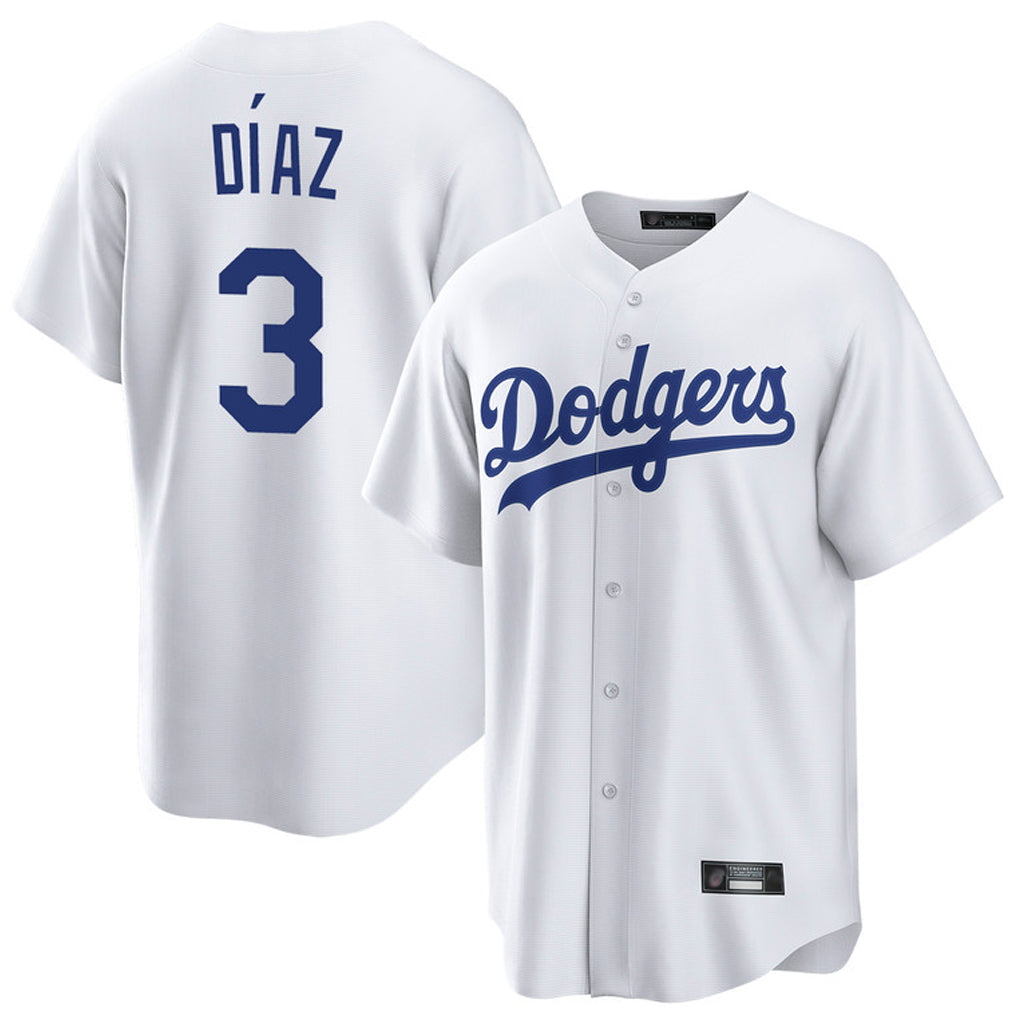 Jamed LA.Dodgers #3 Edwin D¡§aaz Player White Game Home Stitched Jerseys