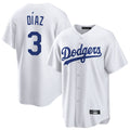 Jamed LA.Dodgers #3 Edwin D¡§aaz Player White Game Home Stitched Jerseys