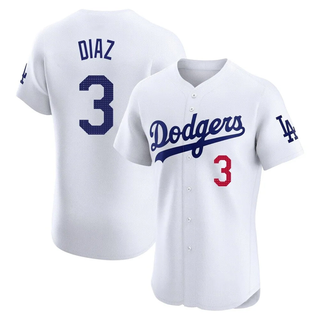 Jamed LA.Dodgers #3 Edwin D¡§aaz Player White Limited Elite Home Stitched Jerseys
