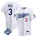 Jamed LA.Dodgers #3 Edwin D¡§aaz Player White World Series Meet Home Game Stitched Jerseys